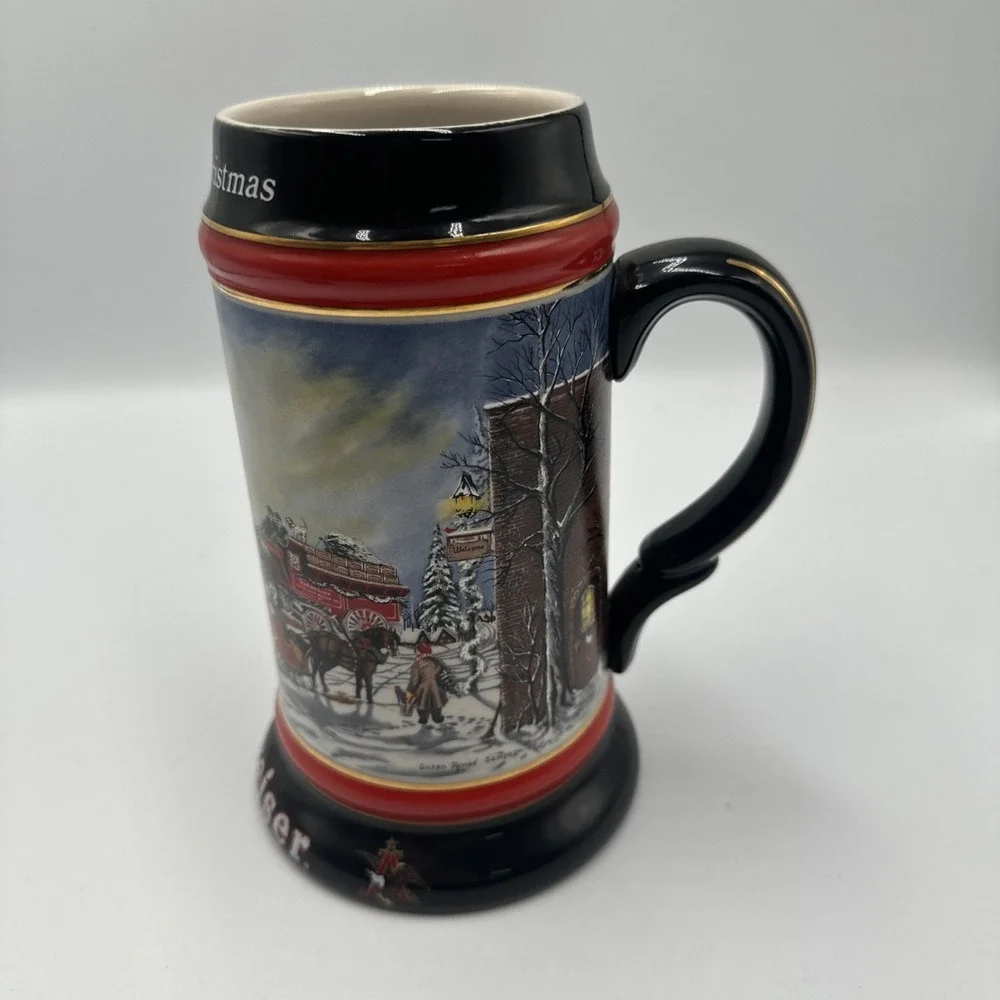 1992 Budweiser Collector‎ Beer Stein Mug Clydesdales A Perfect Christmas Holiday